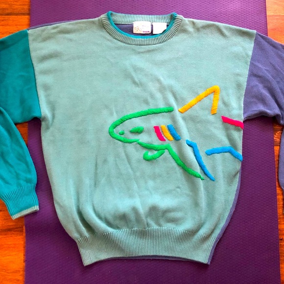 Reebok | Sweaters | Vintage 9s Greg Norman X Reebok Sweater Shark  Embroidery Logo In Color Block | Poshmark